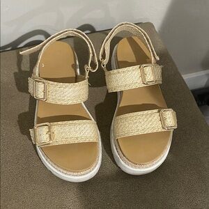 Madden Girl Beige Sandals with Buckle Straps